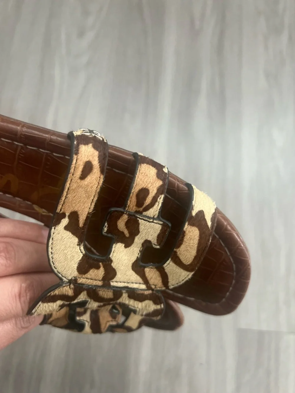 Sam Edelman Leopard Haircalf H Slide Sandals Women’s Size 6 Brown Animal Print